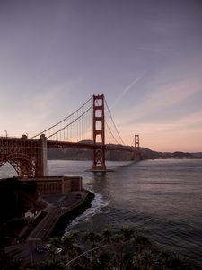 Превью обои golden gate, мост, вода, берег, дорога