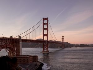 Превью обои golden gate, мост, вода, берег, дорога