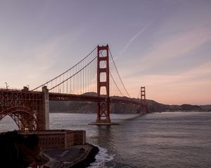 Превью обои golden gate, мост, вода, берег, дорога