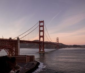 Превью обои golden gate, мост, вода, берег, дорога