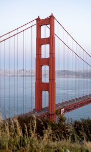 Превью обои golden gate, мост, вода, горизонт