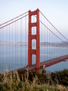 Превью обои golden gate, мост, вода, горизонт