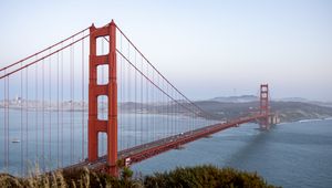 Превью обои golden gate, мост, вода, горизонт