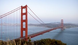 Превью обои golden gate, мост, вода, горизонт