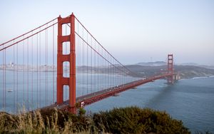 Превью обои golden gate, мост, вода, горизонт