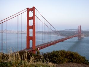 Превью обои golden gate, мост, вода, горизонт