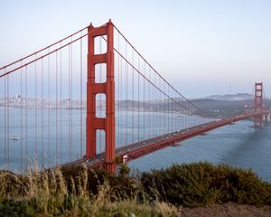 Превью обои golden gate, мост, вода, горизонт