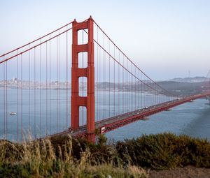 Превью обои golden gate, мост, вода, горизонт