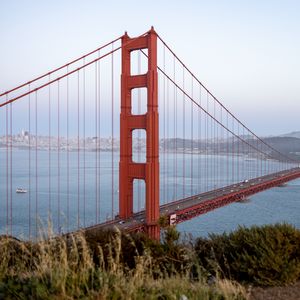 Превью обои golden gate, мост, вода, горизонт