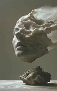 Превью обои голова, скульптура, волны
