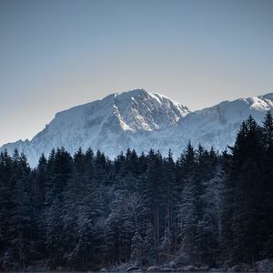 Превью обои гора, деревья, озеро, пейзаж