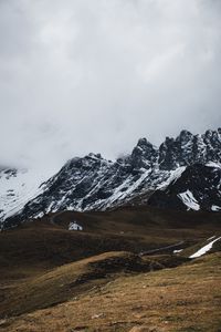 Превью обои гора, дом, снег, природа