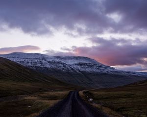 Превью обои гора, дорога, пейзаж, природа, исландия