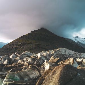 Превью обои гора, лед, ледник, вершина, пейзаж, исландия