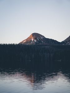 Превью обои гора, лес, деревья, озеро, природа