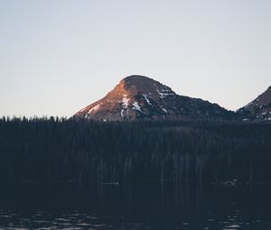 Превью обои гора, лес, деревья, озеро, природа