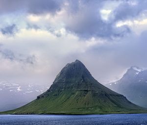 Превью обои гора, море, туман, природа