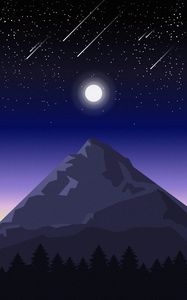 Превью обои гора, ночь, пейзаж, арт, вектор