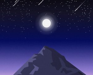 Превью обои гора, ночь, пейзаж, арт, вектор