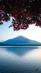 Превью обои гора, озеро, пейзаж, фудзи, япония