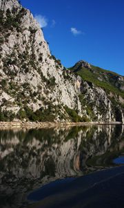 Превью обои гора, озеро, вода, волны, отражение, пейзаж