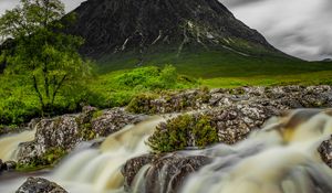 Превью обои гора, река, ручей, камни, вода