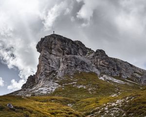 Превью обои гора, силуэт, вершина, доломитовые альпы