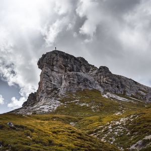 Превью обои гора, силуэт, вершина, доломитовые альпы