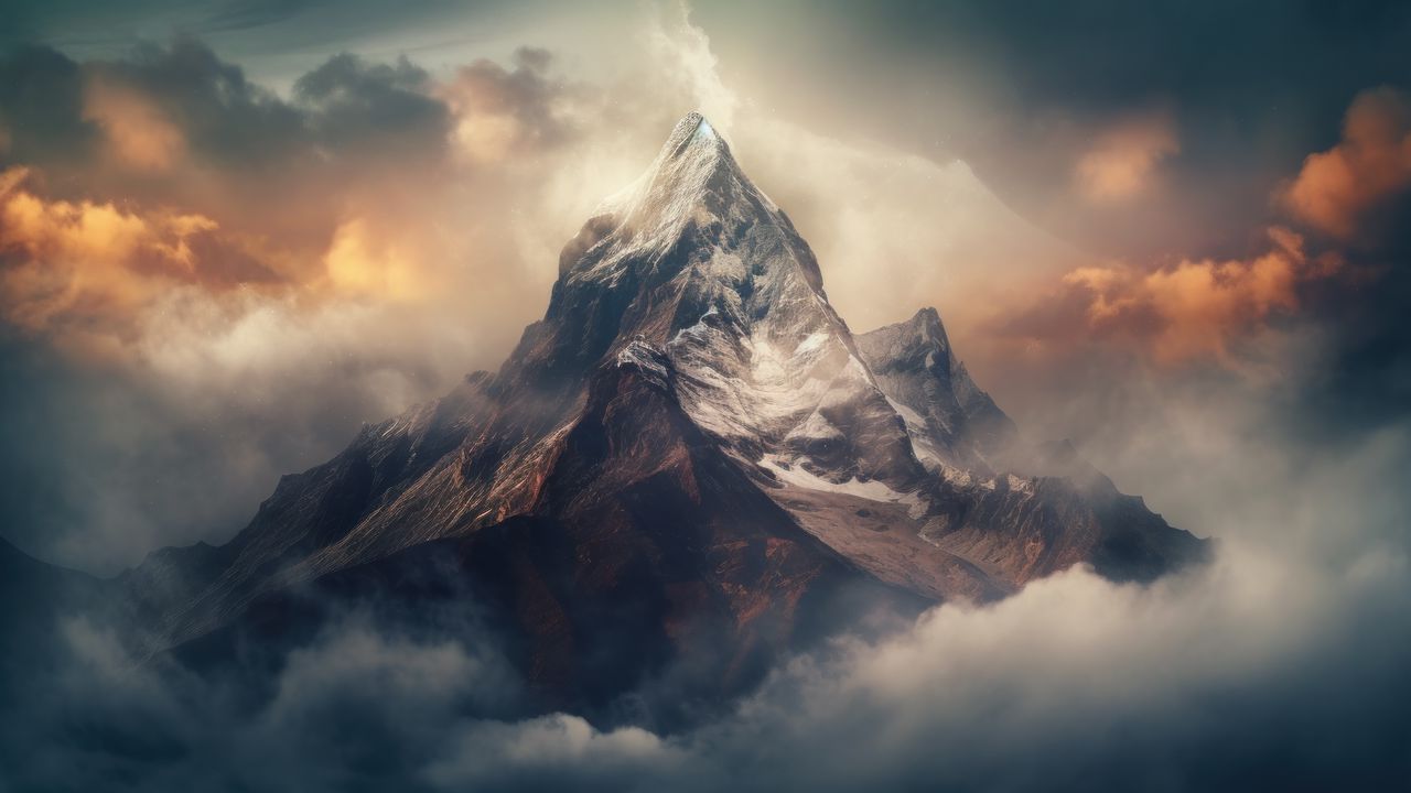 Обои гора, скала, облака, природа, рельеф