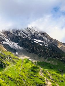 Превью обои гора, скала, облака, природа