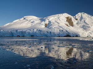 Превью обои гора, снег, айсберг, море