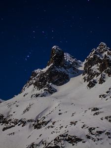 Превью обои гора, снег, ночь, зима