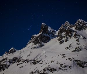 Превью обои гора, снег, ночь, зима