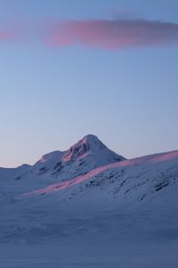 Превью обои гора, снег, зима, пейзаж, рассвет