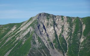 Превью обои гора, трава, скала, рельеф, склон