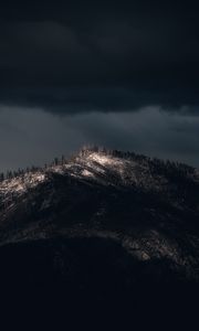 Превью обои гора, вершина, деревья, мрак, темный