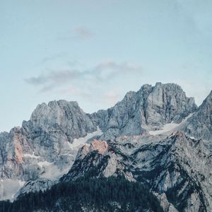 Превью обои гора, вершина, деревья, пейзаж, вид