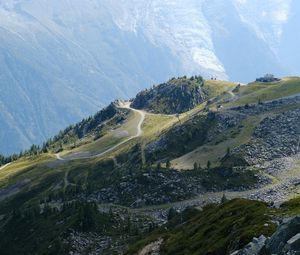 Превью обои гора, вершина, дорога, вид, пейзаж