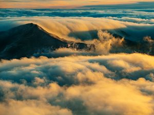 Превью обои гора, вершина, облака, халеакала, сша