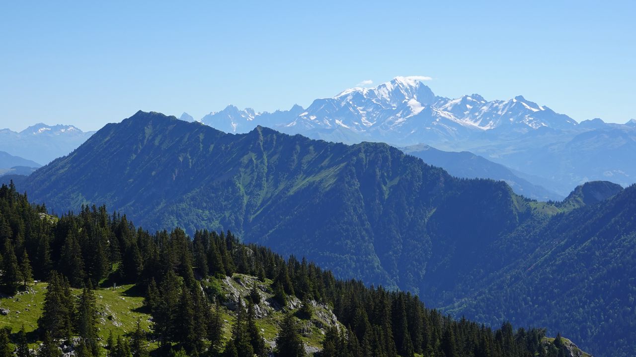 Обои гора, вершина, пейзаж, монблан, альпы