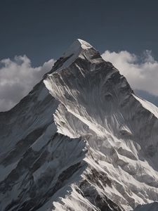 Превью обои гора, вершина, снег, рельеф, облака, природа