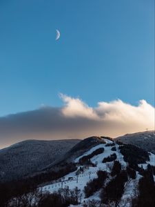 Превью обои гора, вершина, снег, небо, облака