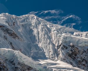 Превью обои гора, вершина, снег, лед, склон