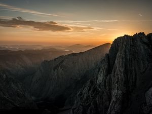 Превью обои гора, вершина, закат, австрия
