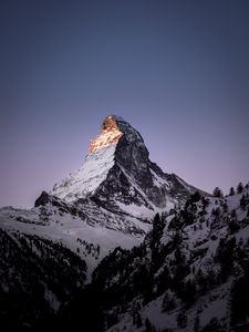 Превью обои гора, вершина, заснеженный, церматт, швейцария