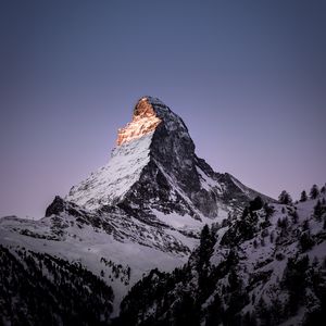 Превью обои гора, вершина, заснеженный, церматт, швейцария