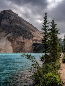 Превью обои гора, вода, деревья, природа, пейзаж