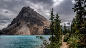 Превью обои гора, вода, деревья, природа, пейзаж