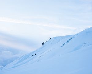 Превью обои гора, заснеженный, склон, пейзаж, зима