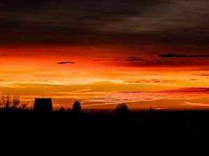 Превью обои горизонт, ночь, небо, силуэты, темный